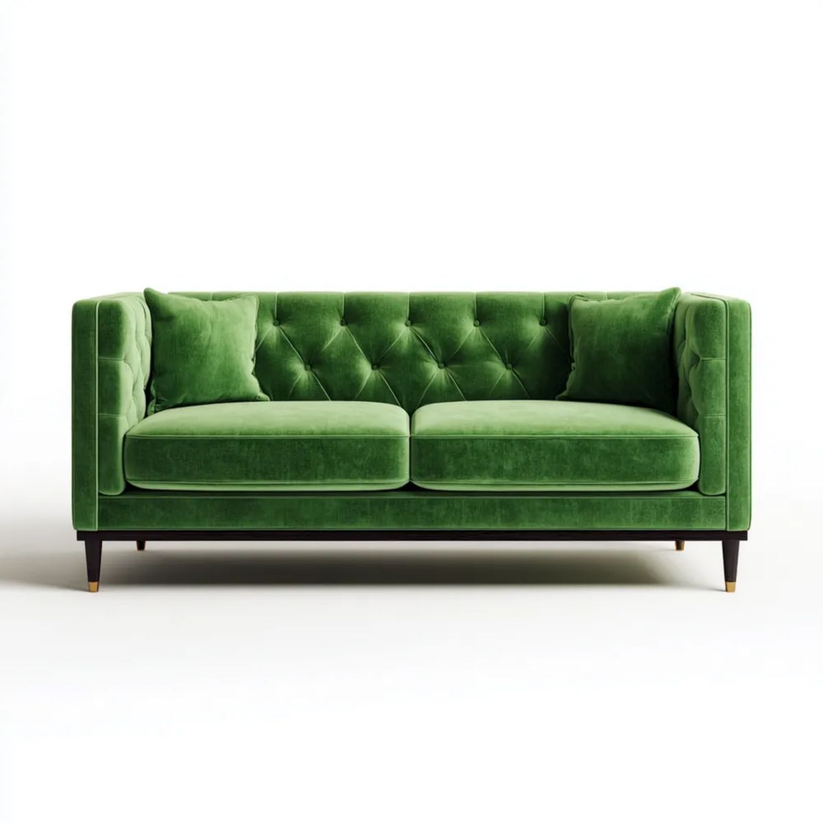 Sofa, Zielony 2 Sofa z krzesełkiem w kapitały, 183 x 84 x 78 cm