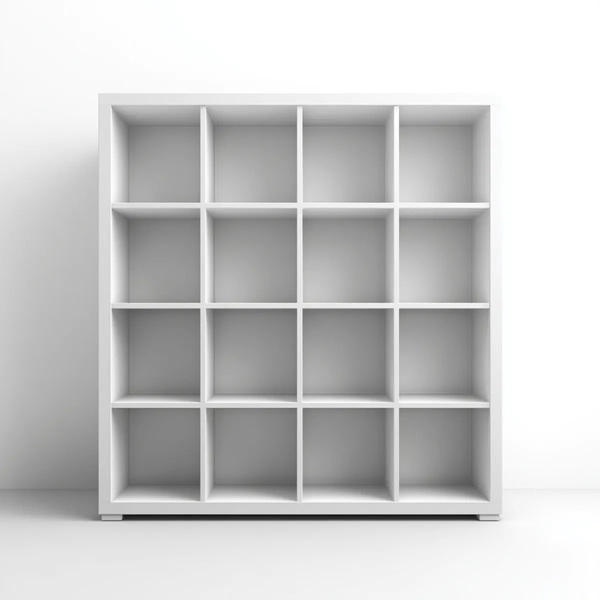 Regał na książki, 16- pokojowa biała biblioteczka w prostokątnym panelu melaminowym 160 x 160 x 30 cm