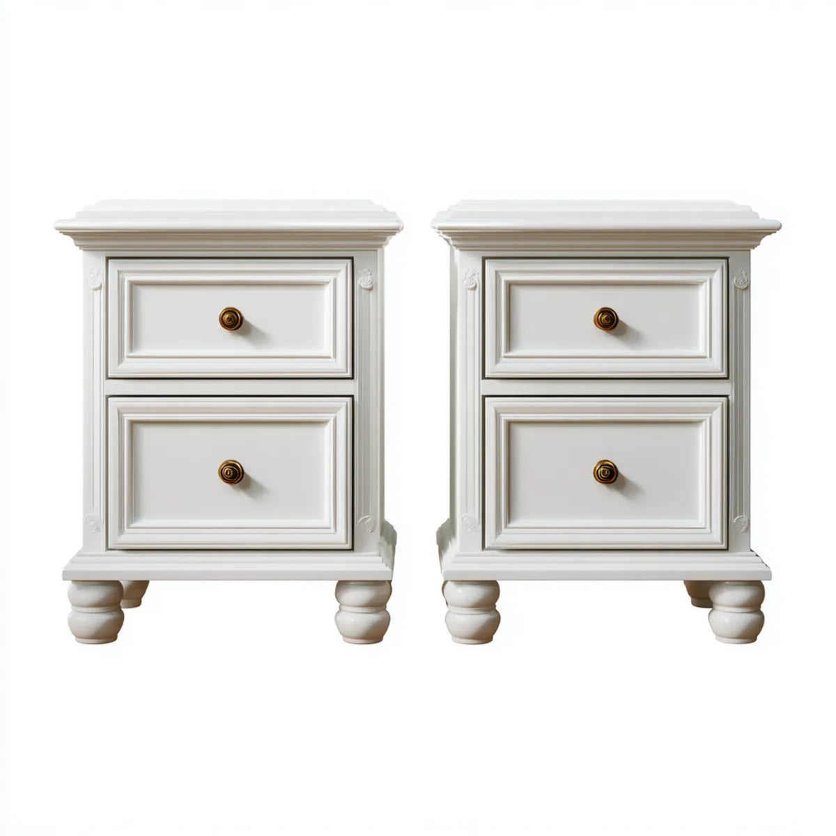 Szafka nocna, Zestaw do stołu do łóżka z 2 białymi 50 x 40 x 60 cm MDF prostokątnych z 2 szufladami