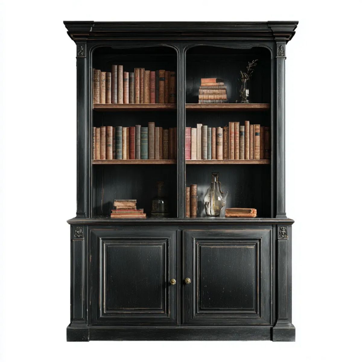 Witryna, Czarna prostokątna biblioteka prostokątna w MDF 120 x 45 x 200 cm
