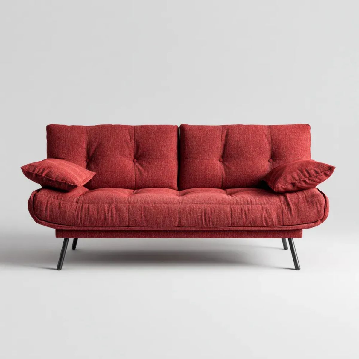 Sofa, Podwójna sofa z czarnym stalowym nóżkami, poliestrowe bordeaux, 160 x 85 x 85 cm