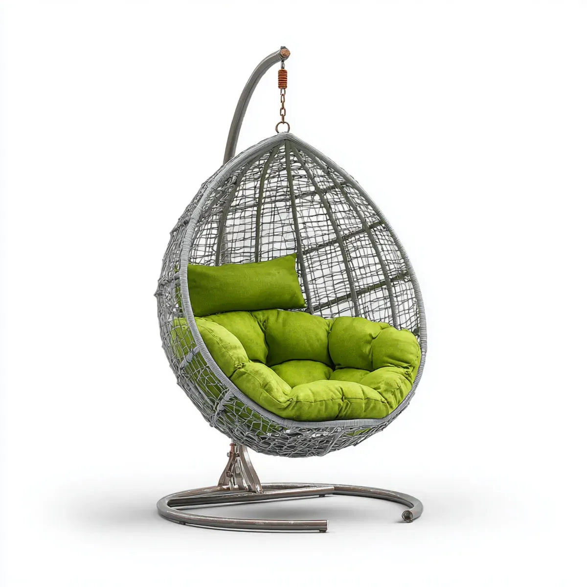 Hamak lub fotel wiszący, Wiszące krzesło z ramą szary Zielony 105 x 105 x 195 cm stali PE rattan kropla kształt