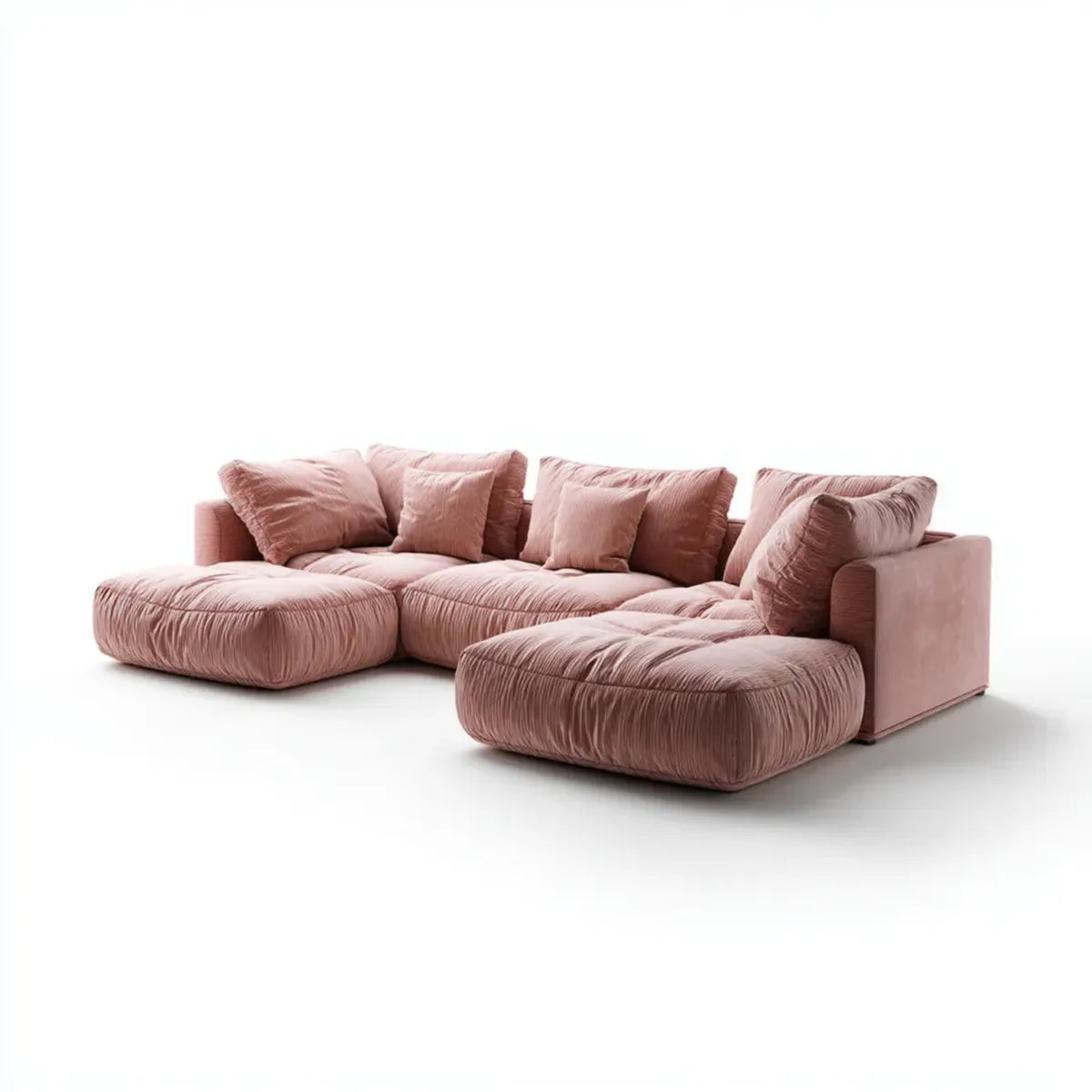 Sofa, Modułowa kanapa narożna Altrosa 4- fotelik z żebrowanego poliestru U- kształt 300 x 170 x 72 cm