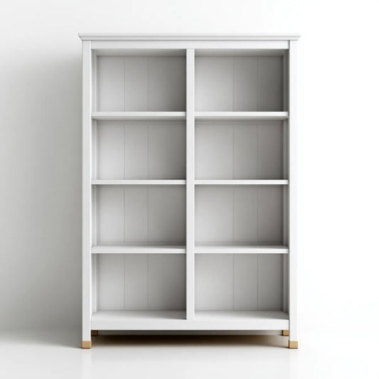Regał na książki, Biała biblioteczka biurowa 100 x 30 x 180 cm w 8-pokojowym prostokątnym MDF