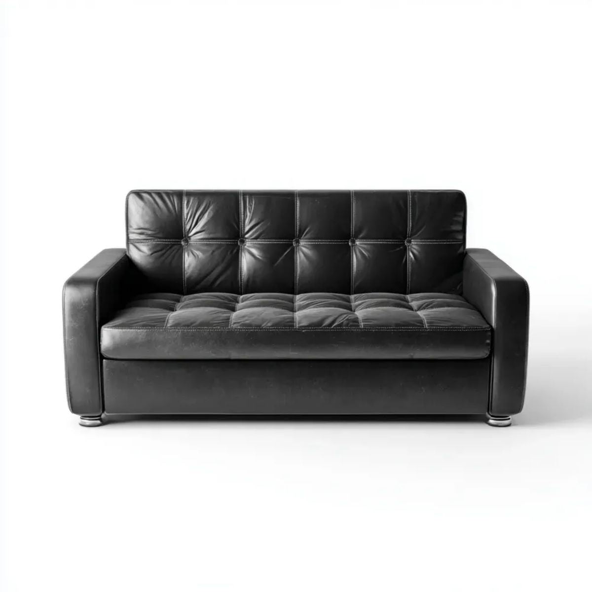 Sofa, Czarna 2 fotela sofa w poliuretanowej skórze poliuretanowej, 160 x 85 x 85 cm