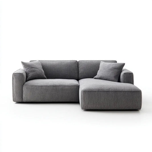 Sofa, 3-osobowa do siedzenia ciemnoszary poliester sofa z szezlongiem na prawo 260 x 160 x 85 cm