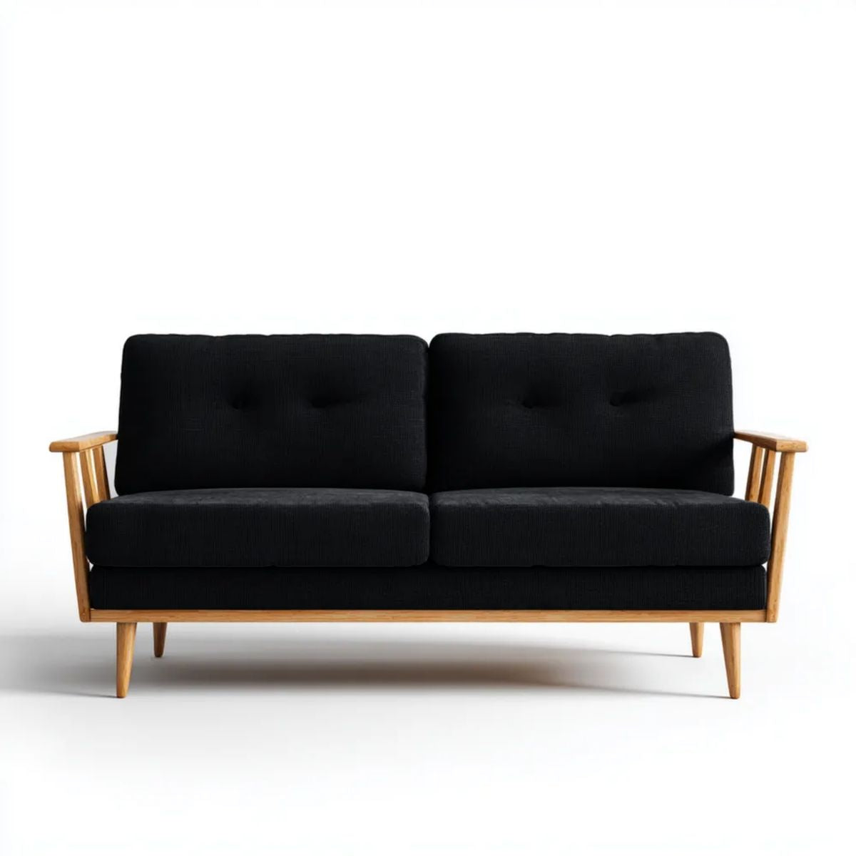 Sofa, 2 czarne sofa w betonowej i betonowej drewnie, 130 x 75 x 78 cm