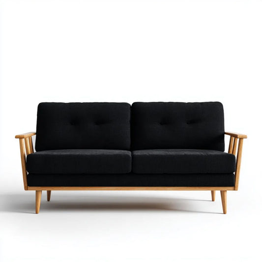 Sofa, 2 czarne sofa w betonowej i betonowej drewnie, 130 x 75 x 78 cm