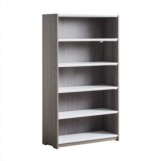 Regał na książki, Książka biurowa z 5 półkami z ciemnym dębem i białym 80 x 30 x 180 cm w prostokątnym kształcie płyty wiórowej