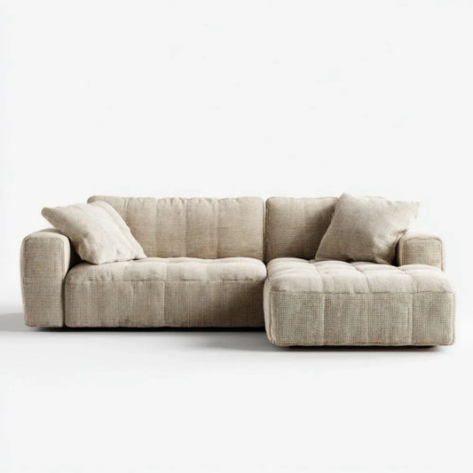 Sofa, 3-osobowa sofa z szezlongiem beżowym poliester, 280 x 165 x 72 cm