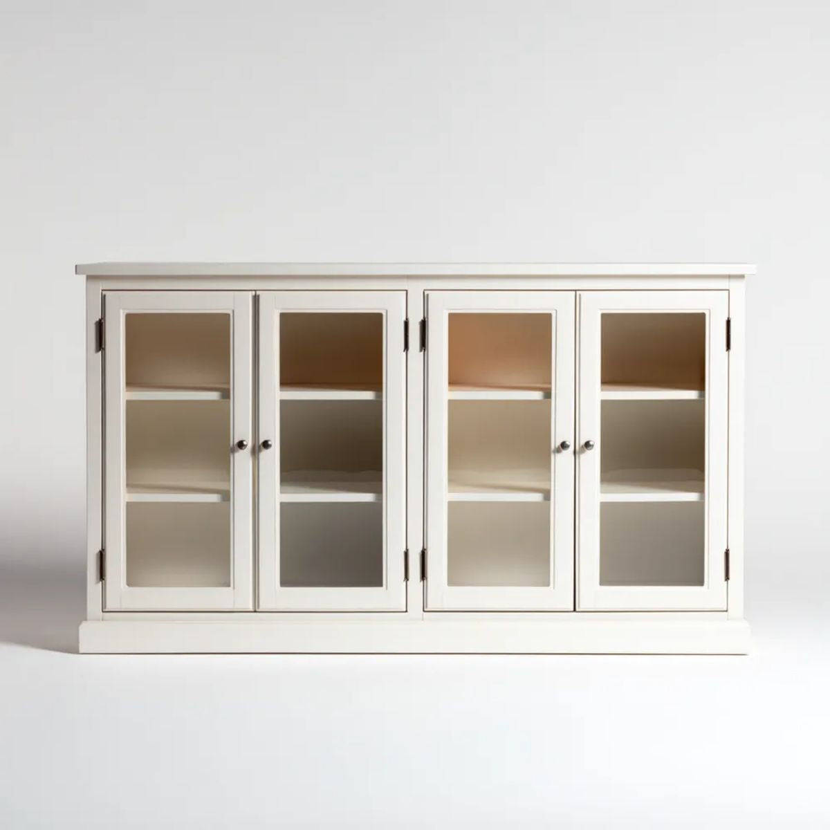 Witryna, 4 drzwi do białego okna bufet z MDF i hartowanego szkła do szkła do stosowania 160 x 40 x 90 cm