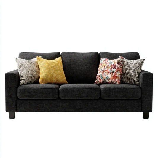 Sofa, 3-osobowa z wytłoczoną kanapą z szarym poliestrem 220 x 90 x 85 cm