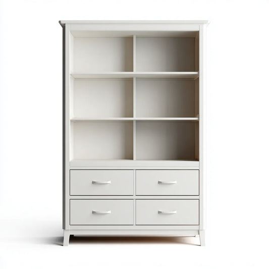 Regał na książki, Biała szafka biurowa z 4 szufladami 90 x 35 x 180 cm w prostokątnym MDF