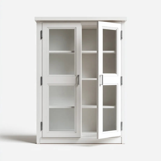 Regał na książki, Biała biblioteczka Vitrine 90 x 40 x 180 cm szkło MDF prostokątne