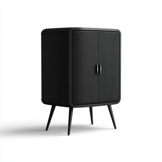 Witryna, 2 drzwi do schowka na czarny lakier lakierowany MDF, 80 x 40 x 120 cm