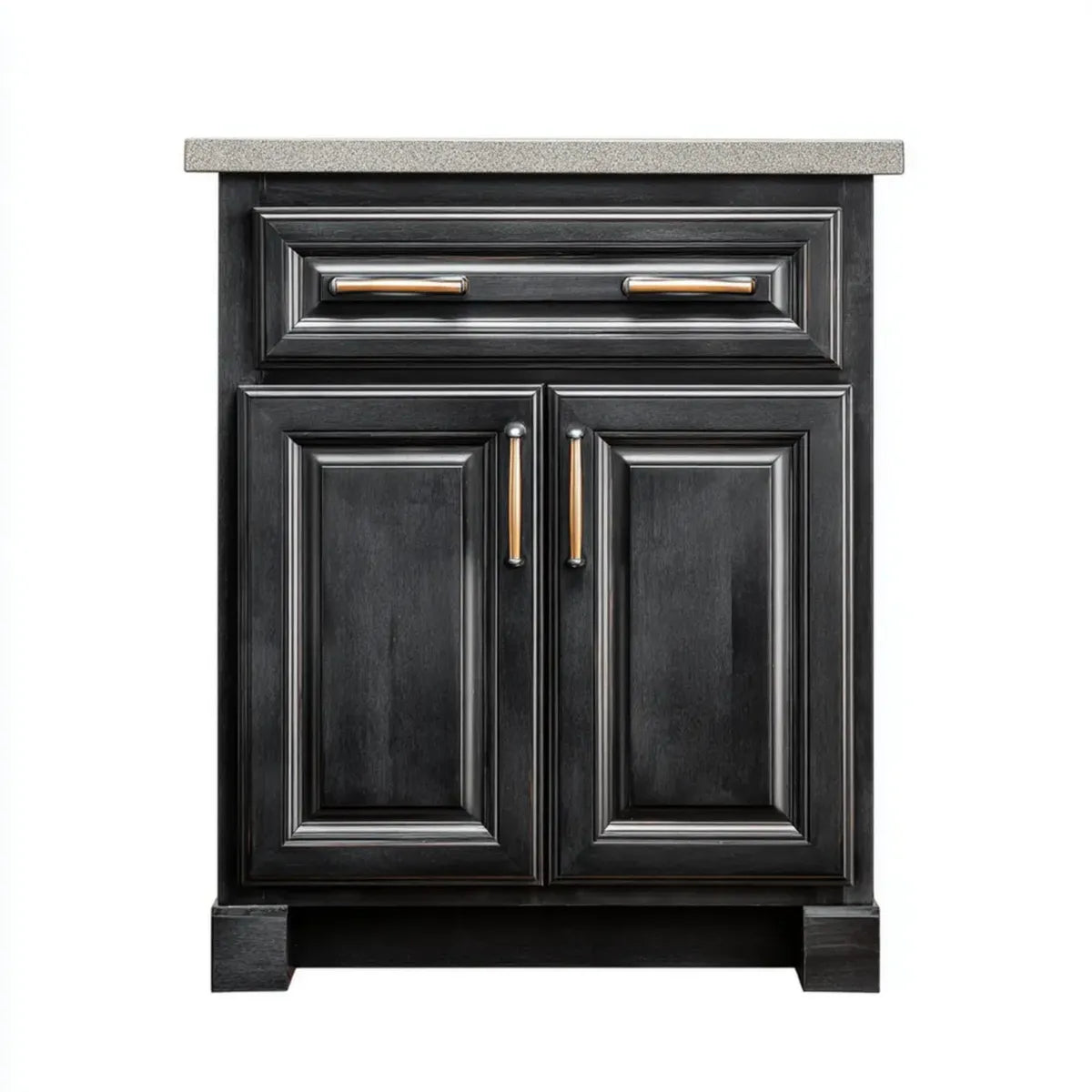 Kredens, Czarna tablica obiadowa 80 x 45 x 100 cm w prostokątnych panelach MDF z 2 drzwiami i szufladą