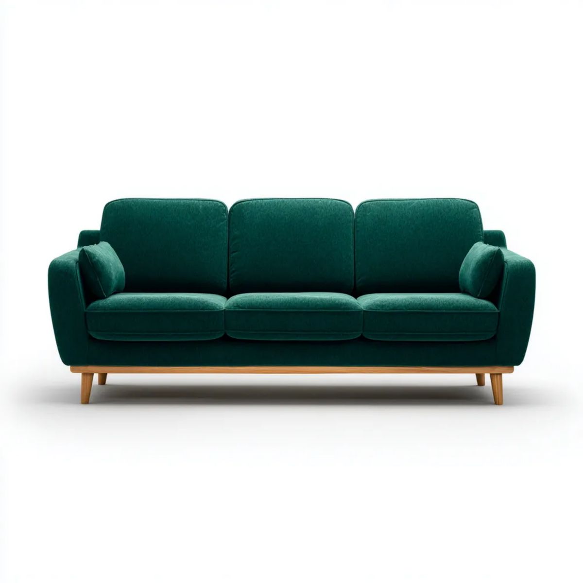 Sofa, 3-osobowa w kolorze betonowym heterosofa szmaragdowa zielona i naturalna poliester emovelvet, 210 x 88 x 85 cm