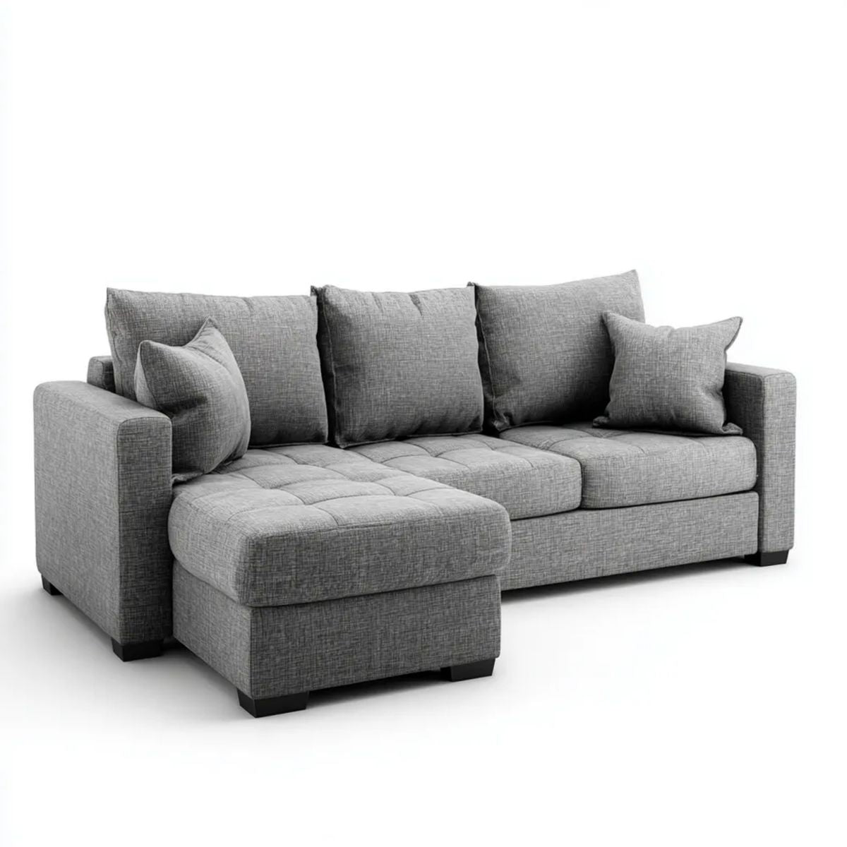 Sofa, 4-osobowa poliester szary sofa z lewym narożnikiem 250 x 160 x 90 cm
