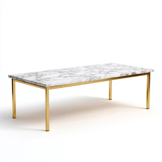 Stolik kawowy, Stół do kawy Białe złoto 120 x 60 x 45 cm Marmur ze stali nierdzewnej