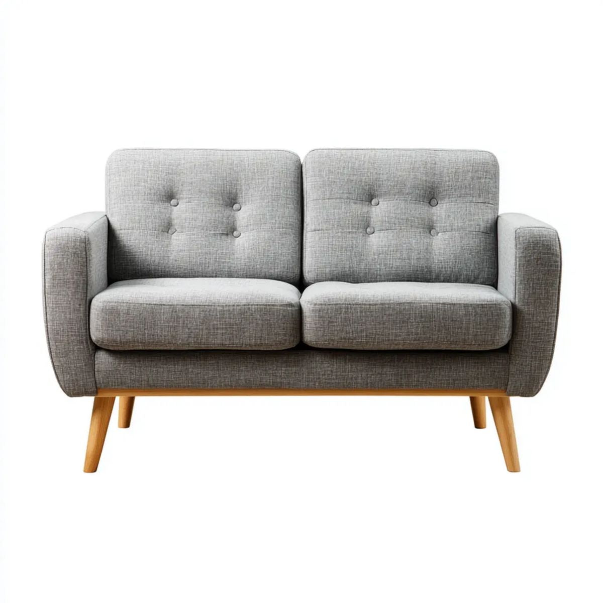 Sofa, 2 fotele sofa w kolorze szarym i drewnianym tkanina 135 x 78 x 84 cm