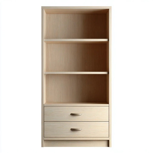 Regał na książki, Biurowa biblioteczka z lekkim dębem z 3 półkami 2 szuflady z płyty MDF 60 x 35 x 180 cm prostokątny