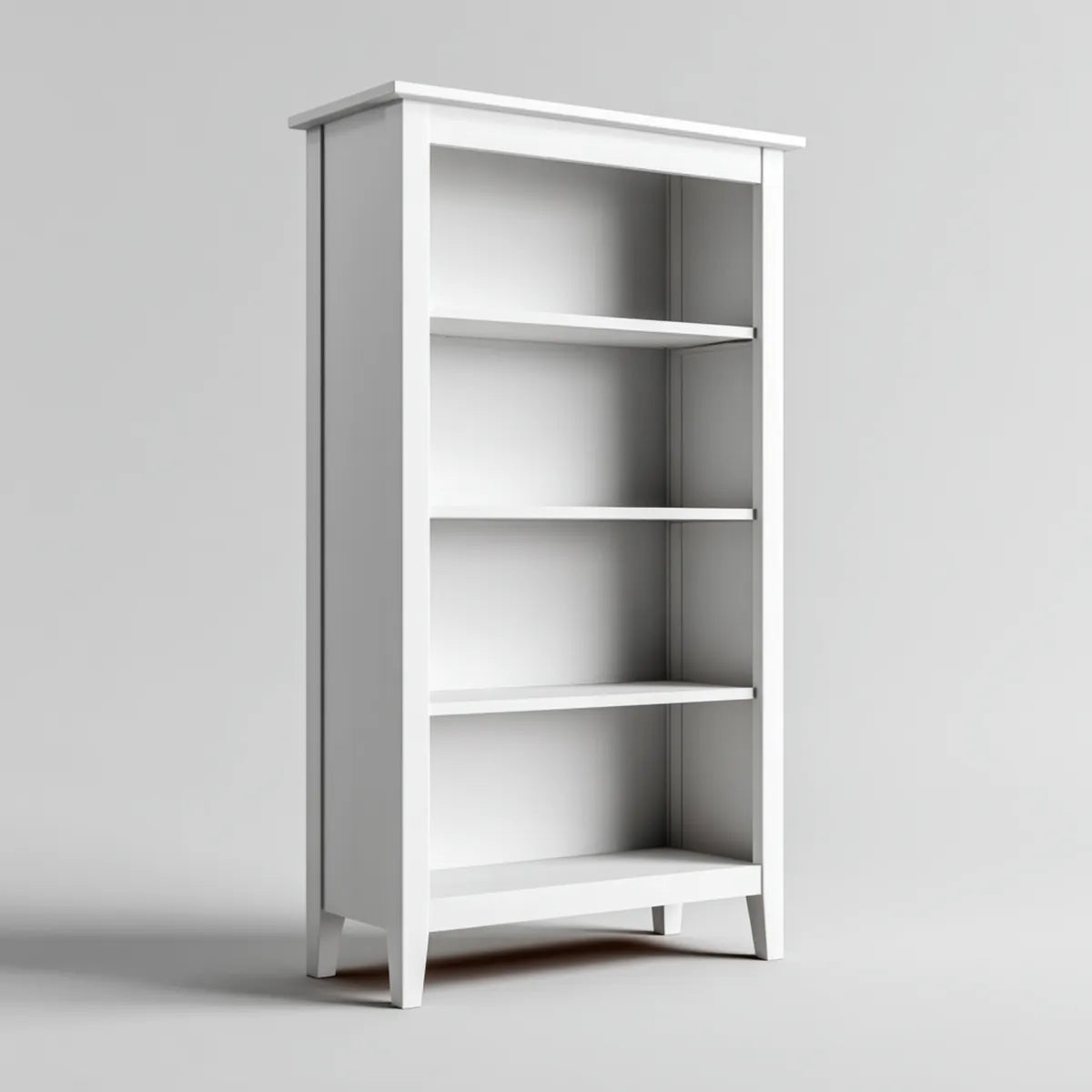 Regał na książki, Biała biblioteczka biurowa z 4 półkami 60 x 30 x 180 cm w prostokątnym MDF
