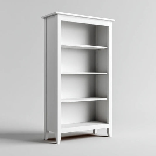 Regał na książki, Biała biblioteczka biurowa z 4 półkami 60 x 30 x 180 cm w prostokątnym MDF