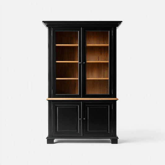 Regał na książki, Książka Vitrine czarny Naturalny 100 x 45 x 200 cm Pine lite drewno prostokątne