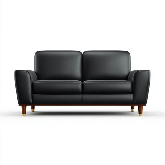 Sofa, 2 fotela fotelikowa w kolorze czarnym, skóra sublimatyczna, 160 x 85 x 88 cm