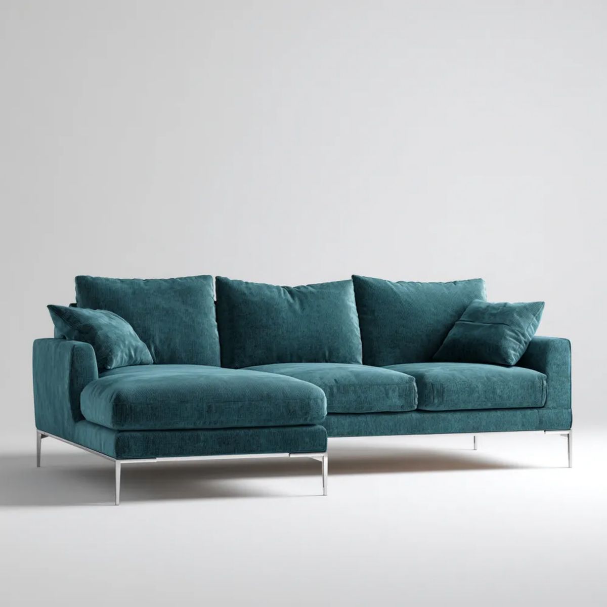 Sofa, 3-osobowa w lewo narożnik sofa w L niebieski kaczka brukselska wygląd 260 × 160 × 85 cm