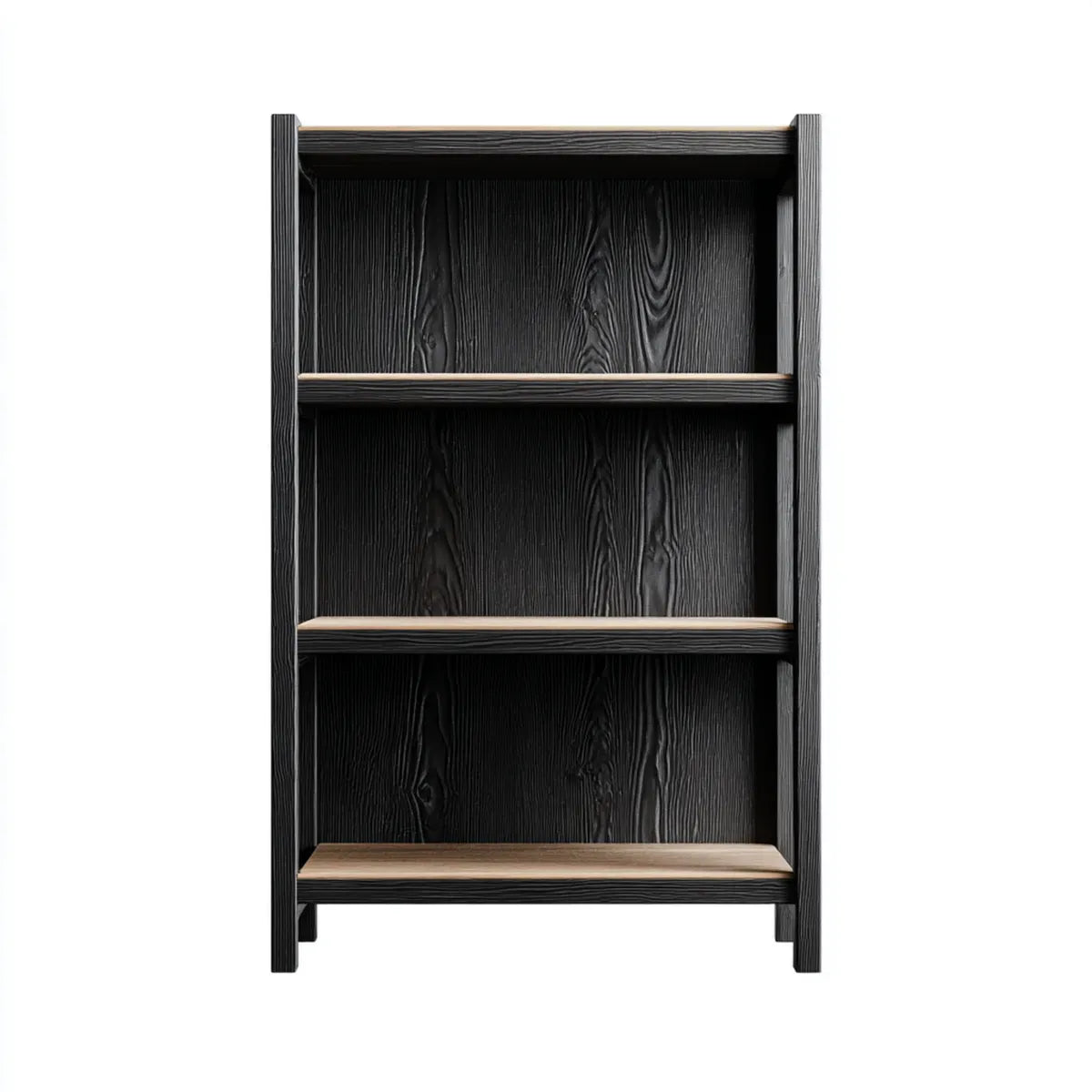 Regał na książki, Czarna biblioteka biurkowa 80 x 30 x 180 cm w prostokątnych panelach półkowych MDF 4